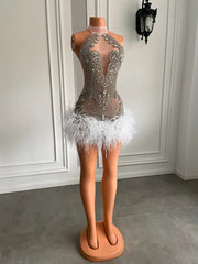 Crystal Feather Mini Dress Fashion Closet Clothing