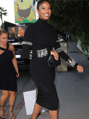 Crystal Luxury Bandage Midi Dress Fashion Closet Clothing