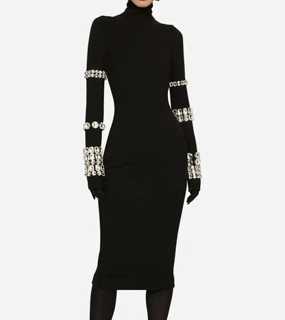 Crystal Luxury Bandage Midi Dress Fashion Closet Clothing