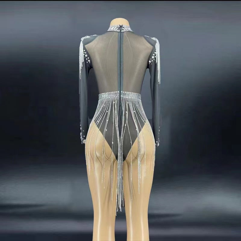 Crystal Mesh Bodysuit Dress Fashion Closet Clothing