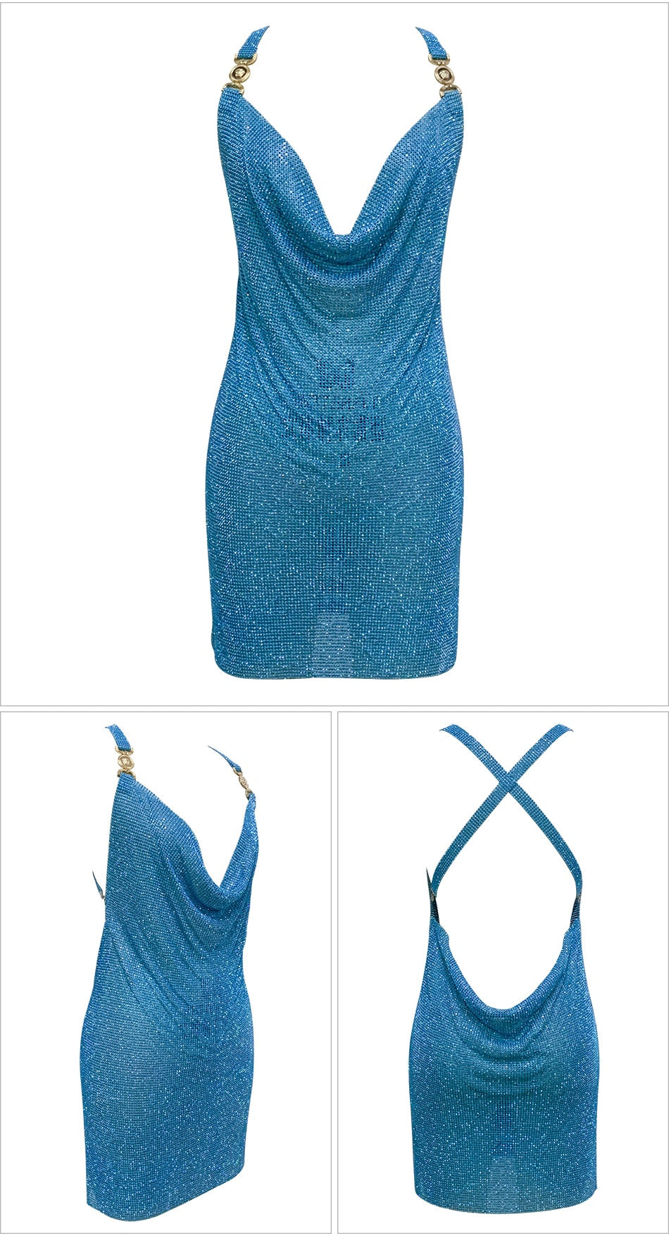 Crystal Mesh Rhinestones Mini Dress Fashion Closet Clothing