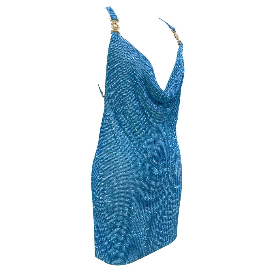 Crystal Mesh Rhinestones Mini Dress Fashion Closet Clothing