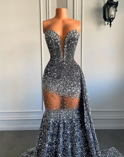 Crystal Sequin Mermaid Maxi Dress Fashion Closet Clothing
