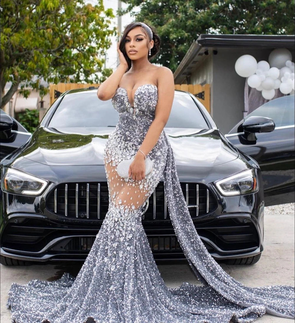 Crystal Sequin Mermaid Maxi Dress Fashion Closet Clothing