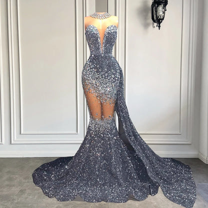 Crystal Sequin Mermaid Maxi Dress Fashion Closet Clothing