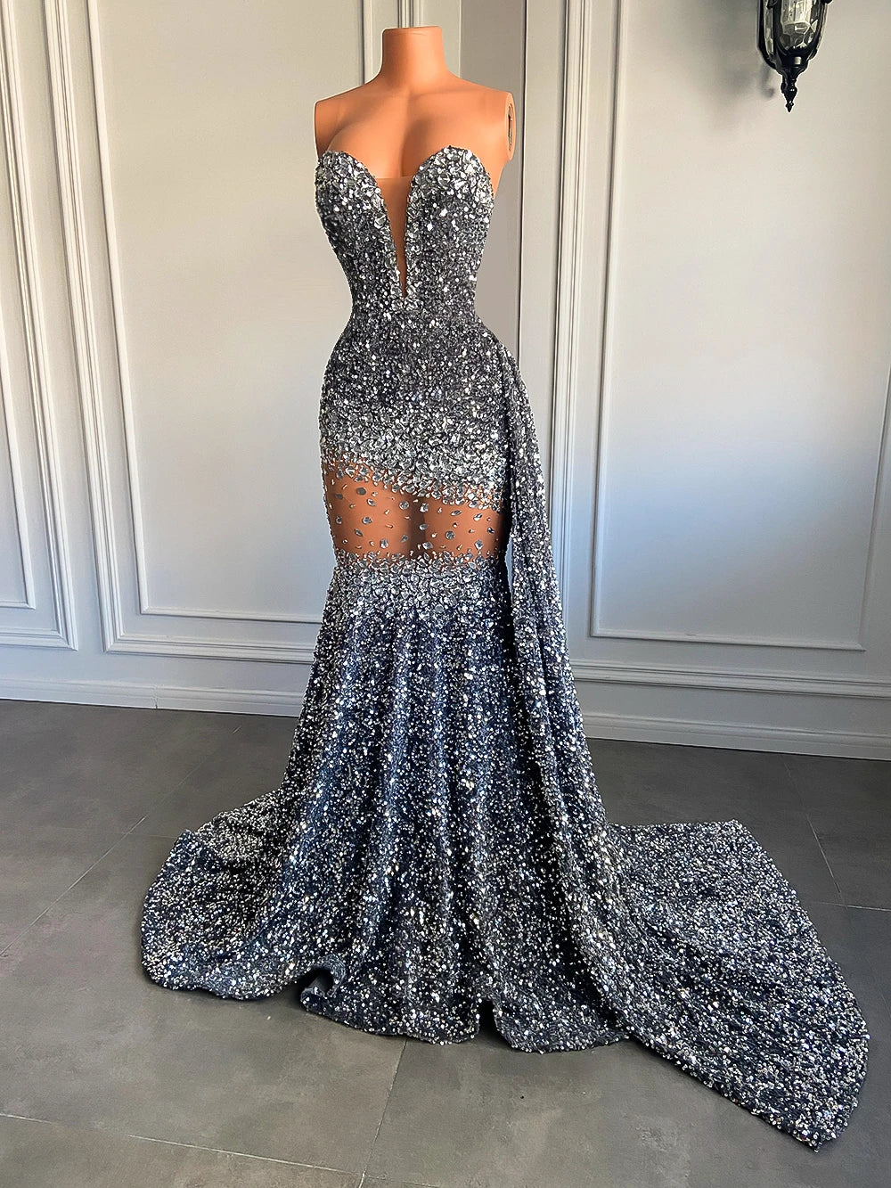 Crystal Sequin Mermaid Maxi Dress Fashion Closet Clothing