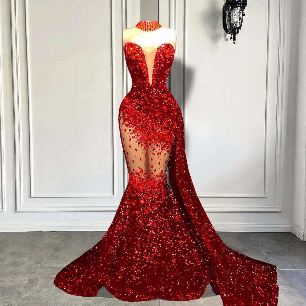 Crystal Sequin Mermaid Maxi Dress Fashion Closet Clothing