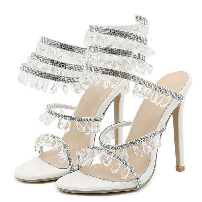 Crystal String Bead High Heels Fashion Closet Clothing