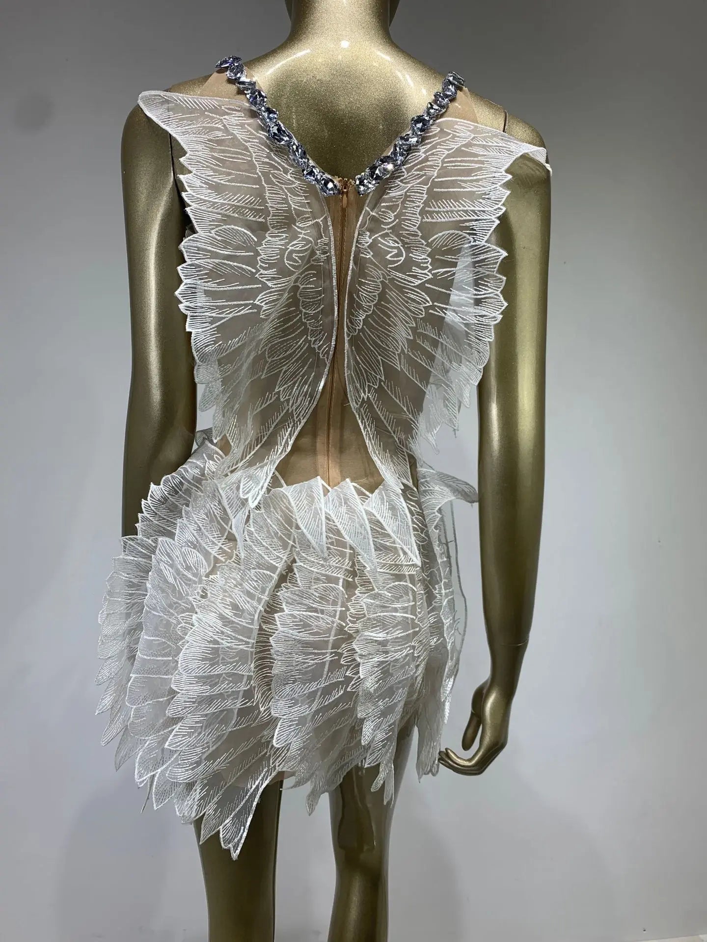 Crystal Swan Mini Dress Fashion Closet Clothing