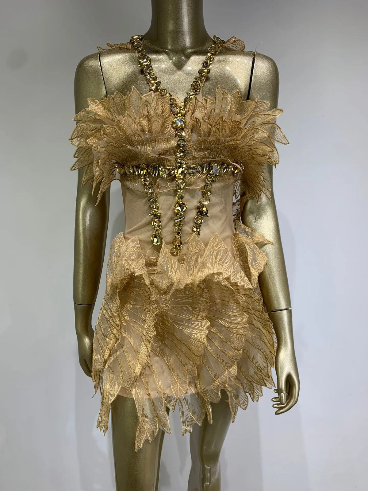 Crystal Swan Mini Dress Fashion Closet Clothing