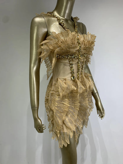 Crystal Swan Mini Dress Fashion Closet Clothing