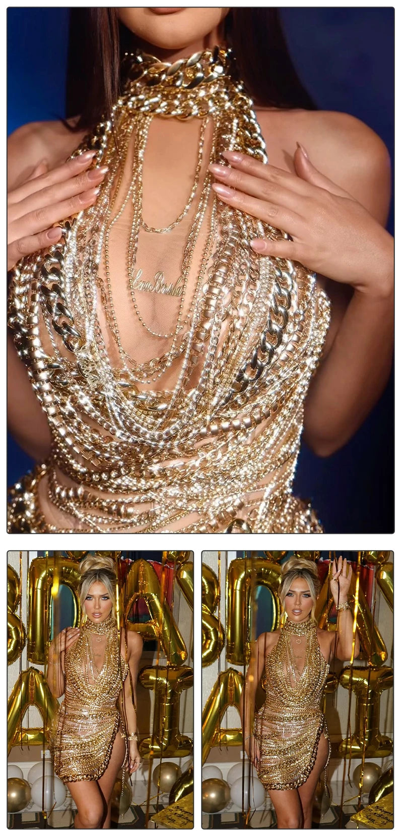 Cuban Link Mesh Dress Fashion Closet Clothing