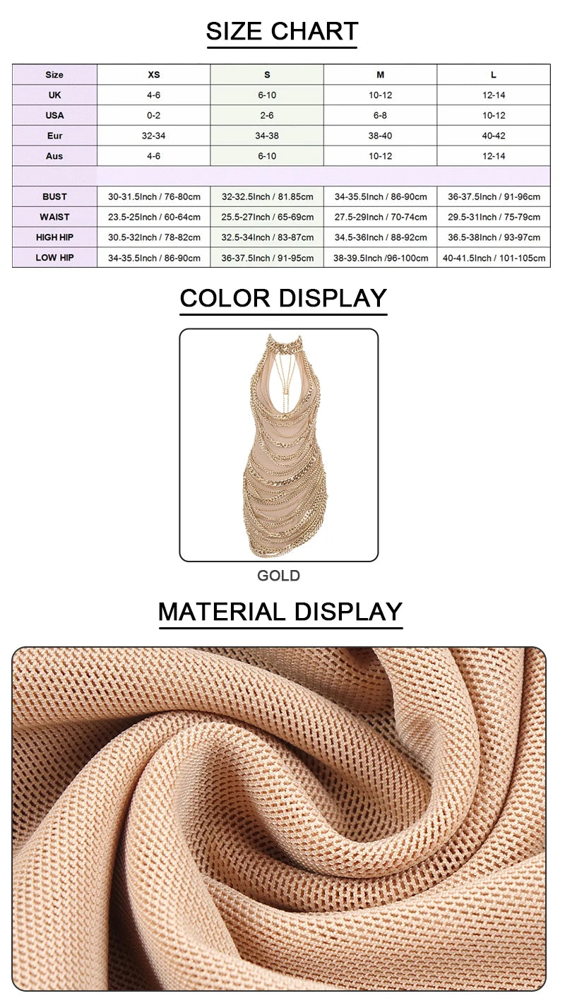 Cuban Link Mesh Dress Fashion Closet Clothing