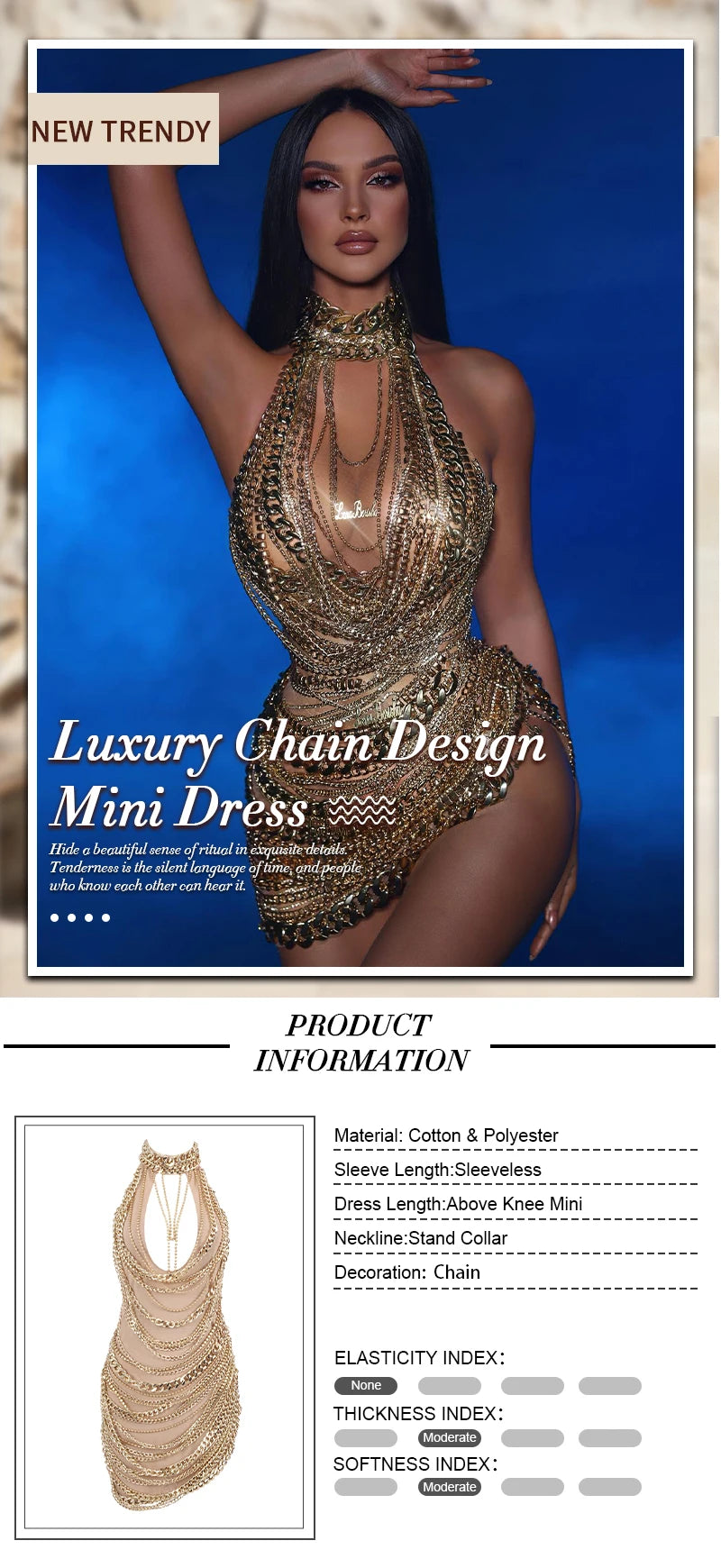 Cuban Link Mesh Dress Fashion Closet Clothing