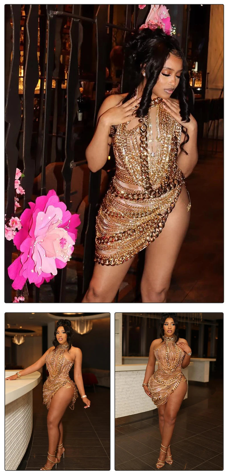 Cuban Link Mesh Dress Fashion Closet Clothing