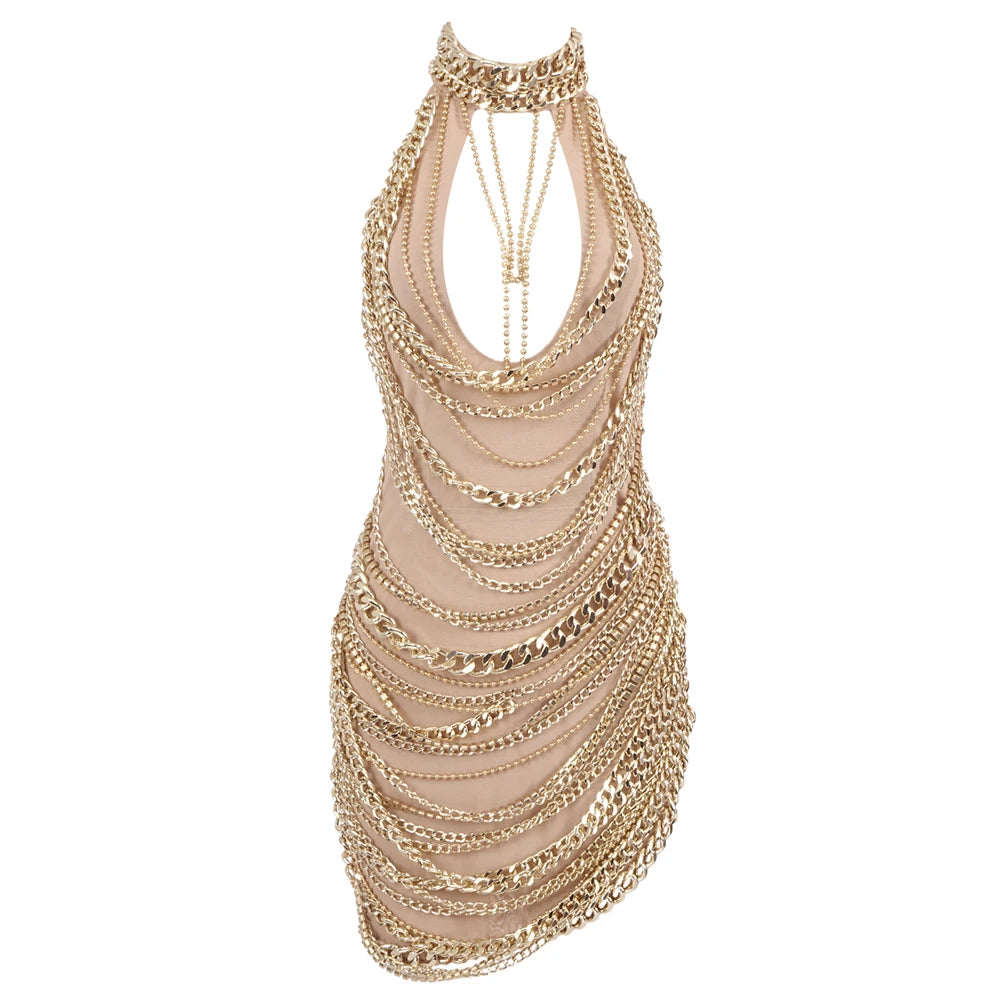 Cuban Link Mesh Dress Fashion Closet Clothing