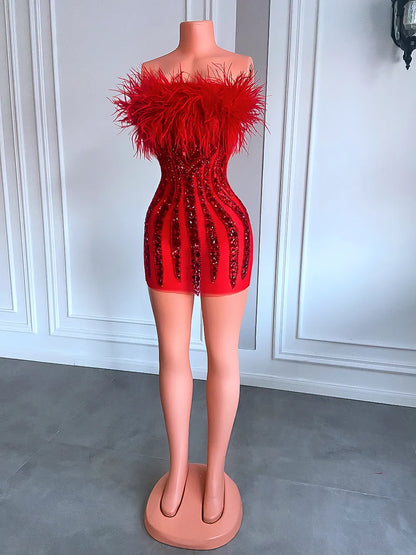 Danielle Feather Mini Dress Fashion Closet Clothing
