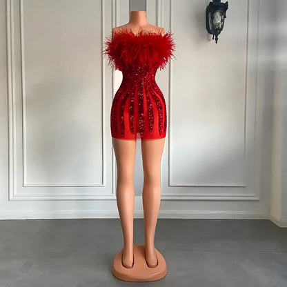 Danielle Feather Mini Dress Fashion Closet Clothing