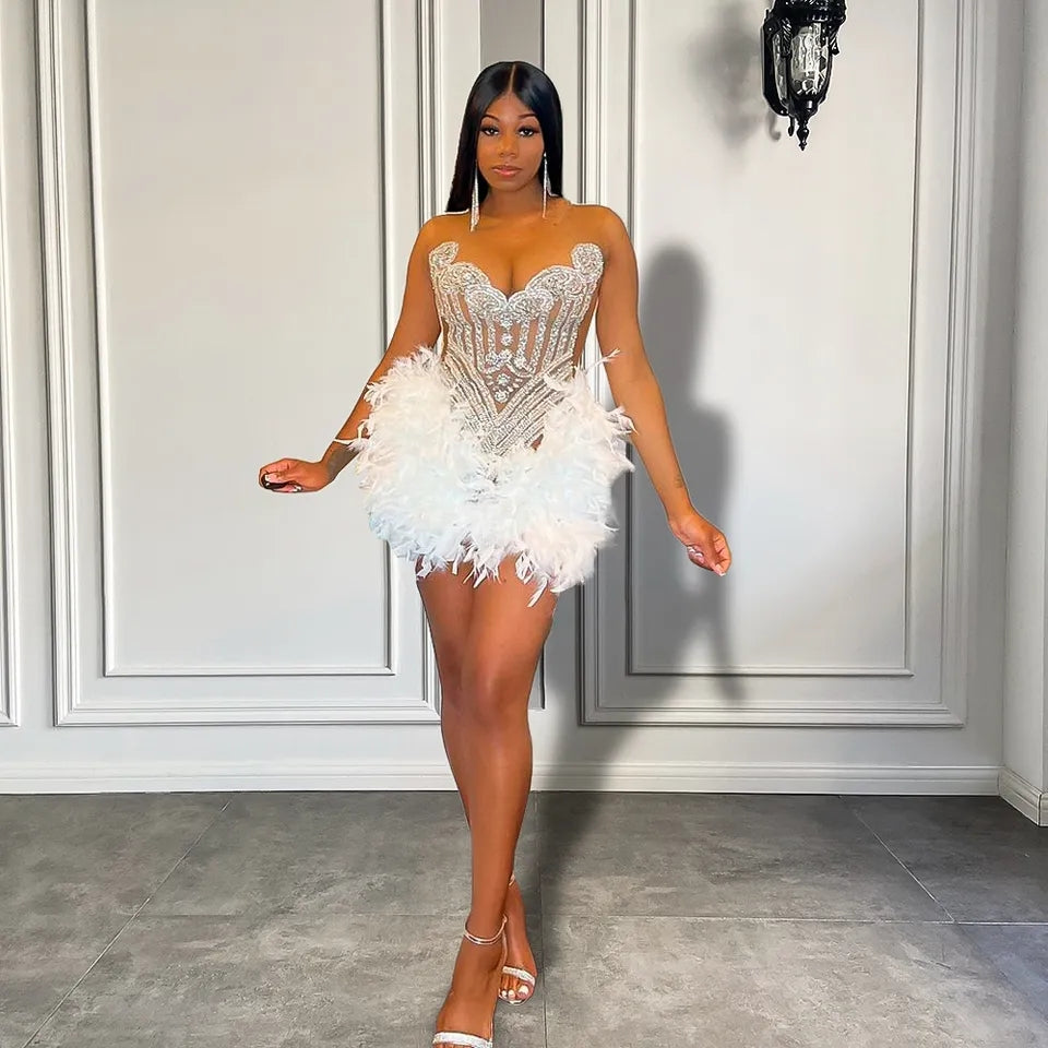 Danni Feather Dress Fashion Closet Clothing