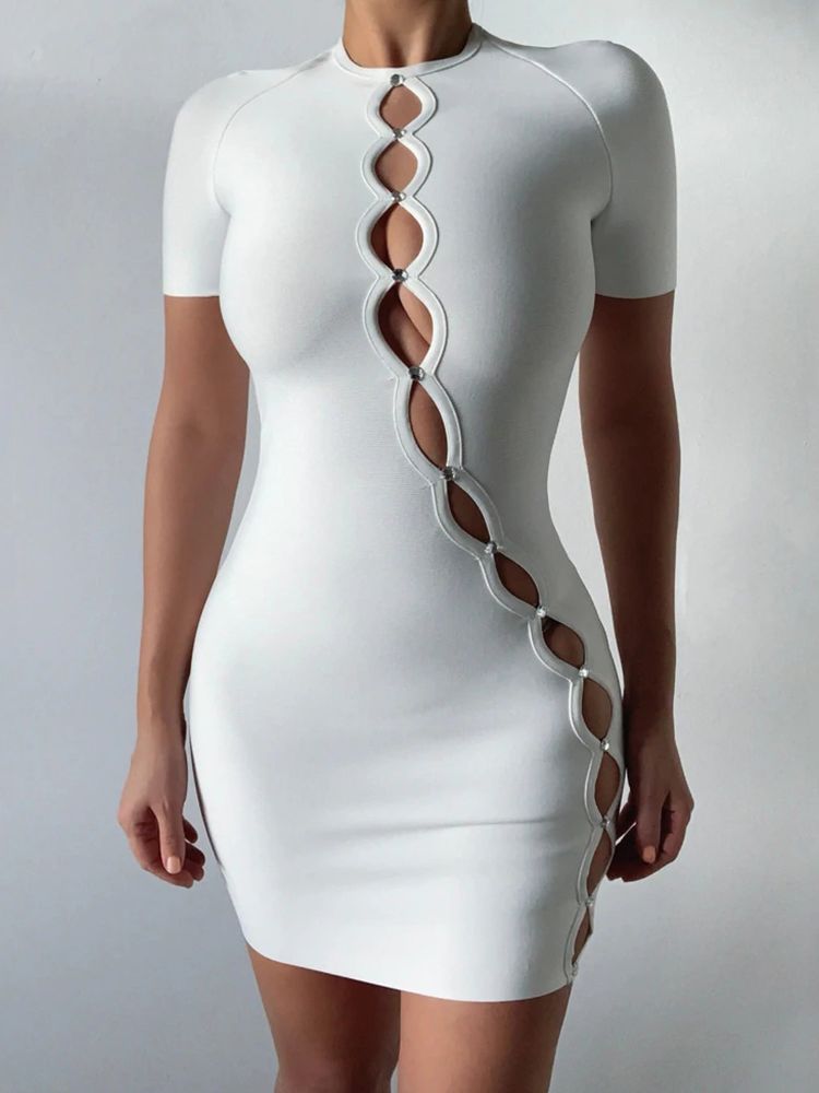 Deanna Sexy Bandage Dress- White Fashion Closet Clothing