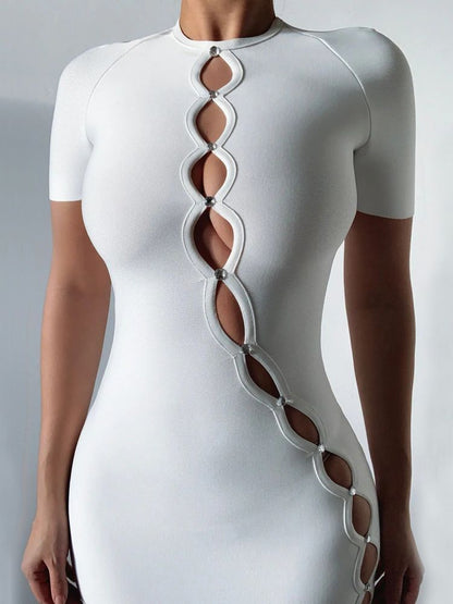 Deanna Sexy Bandage Dress- White Fashion Closet Clothing