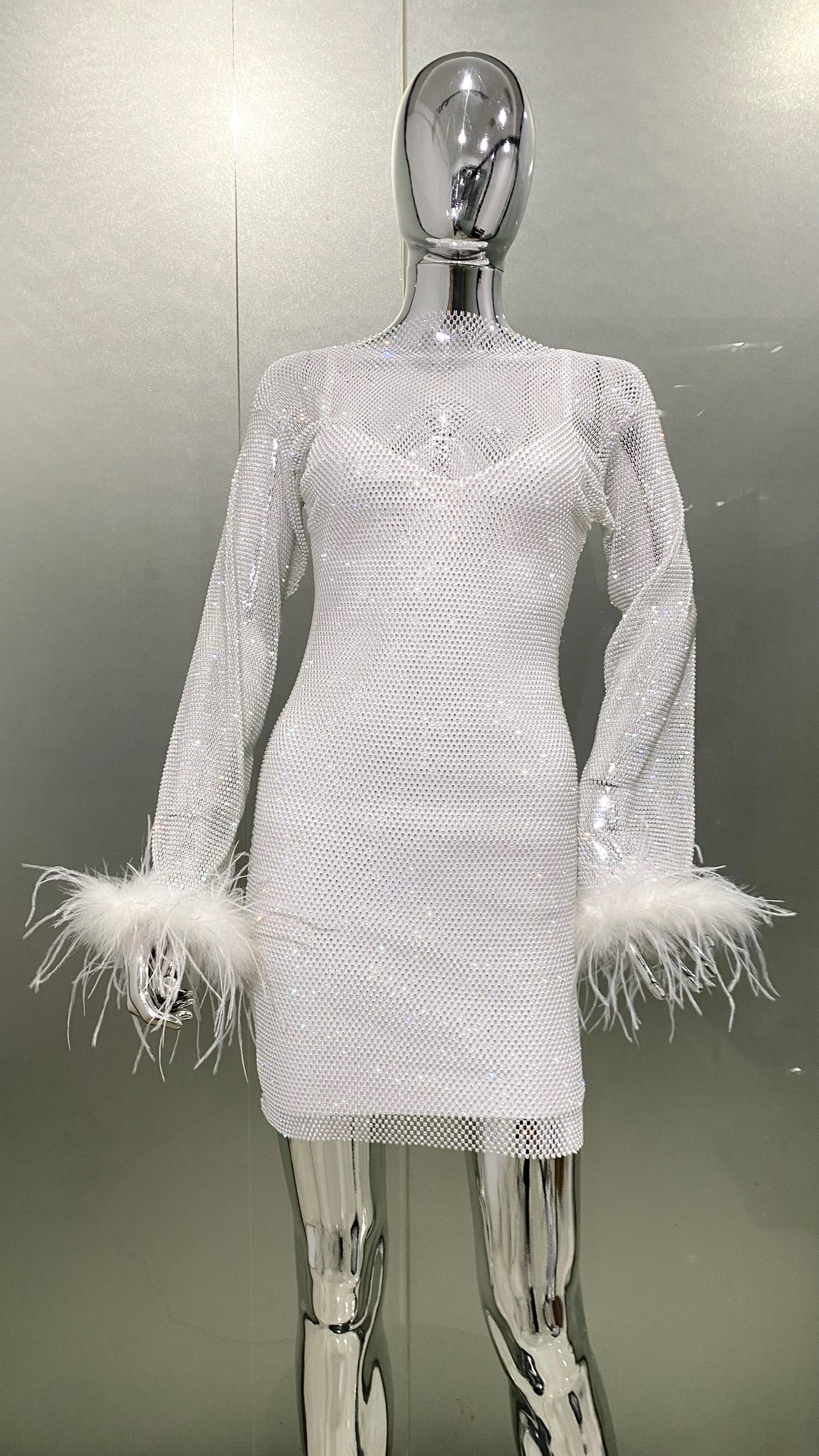 Diamond Feather Bandage Mini Dress Fashion Closet Clothing