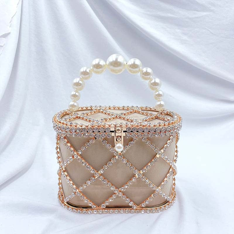 Diamond-Studded Basket Bag Fashion Closet Clothing