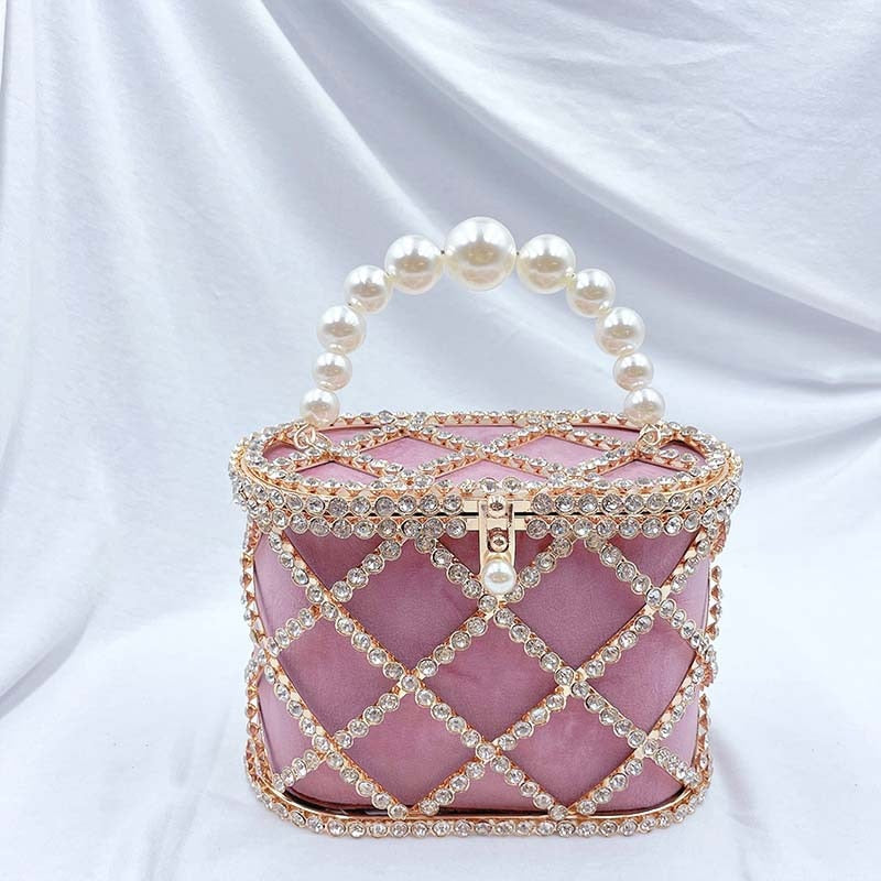 Diamond-Studded Basket Bag Fashion Closet Clothing