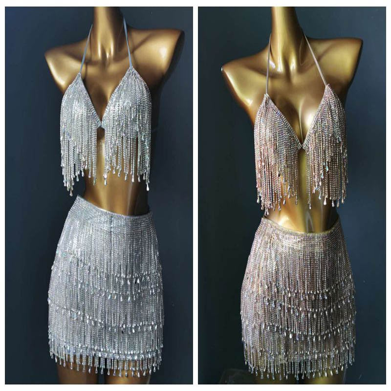 Diamond Tassel Skirt Set Fashion Closet Clothing