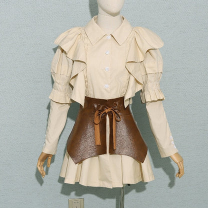Elegant Chic Ruffled Belt Mini Dress Fashion Closet Clothing
