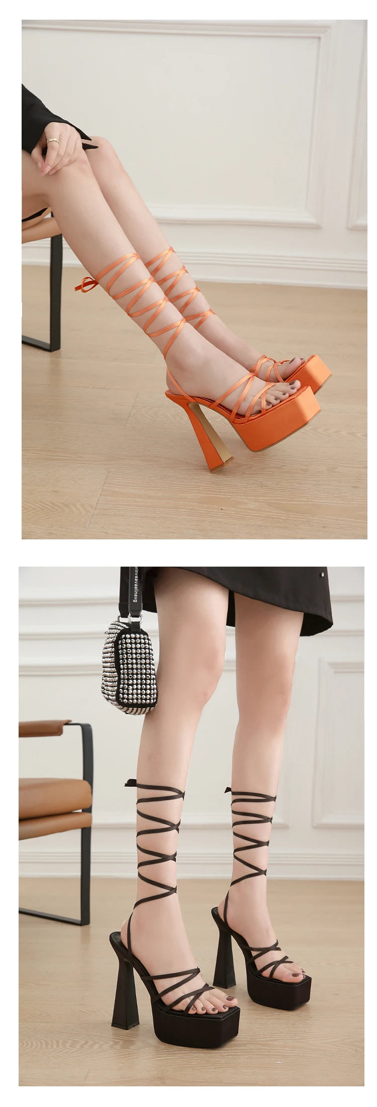Exotic Ankle Strap High Heels Fashion Closet Clothing