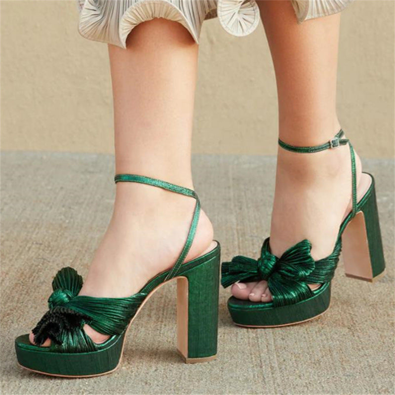 Fashion Bow Elegant Heel Sandals Fashion Closet Clothing