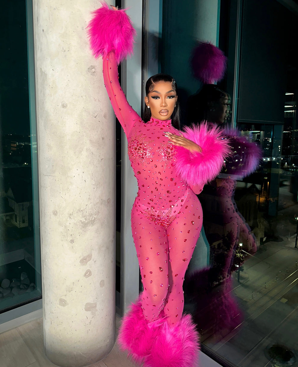 Feather Rhinestone Jumpsuit Fashion Closet Clothing