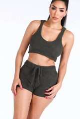 Feel the Vibe Knitted Set- Olive Fashion Closet Clothing