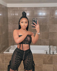 Feeling My Mesh Short Set Fashion Closet Clothing