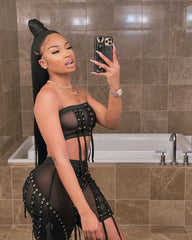 Feeling My Mesh Short Set Fashion Closet Clothing