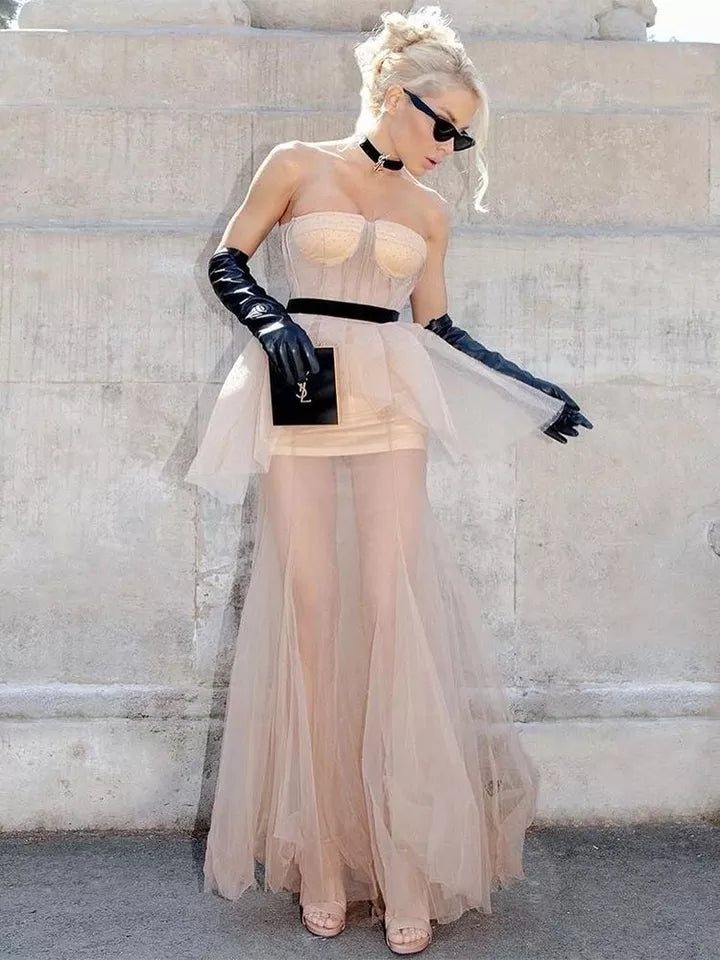 Fiona Ruffles Tulle Maxi Skirt Set Fashion Closet Clothing