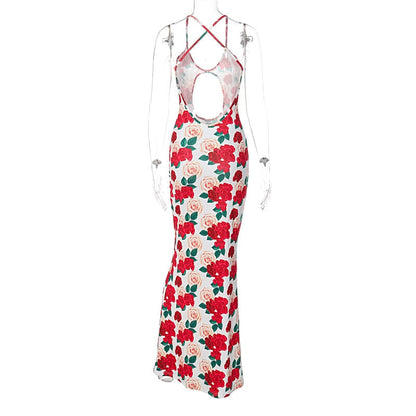 Floral Backless Maxi Dress Fashion Closet Clothing