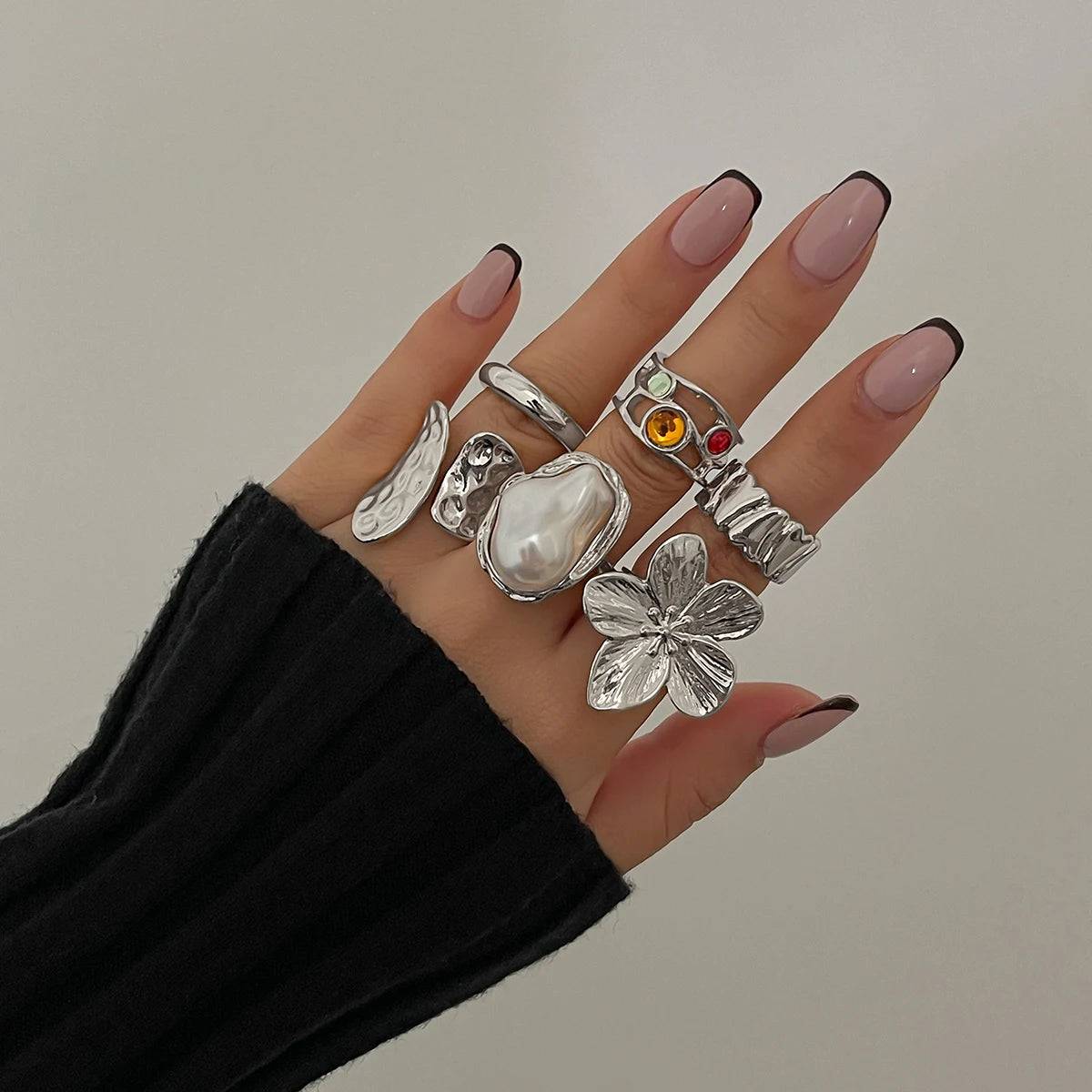 Flower Rings Set Fashion Closet Clothing