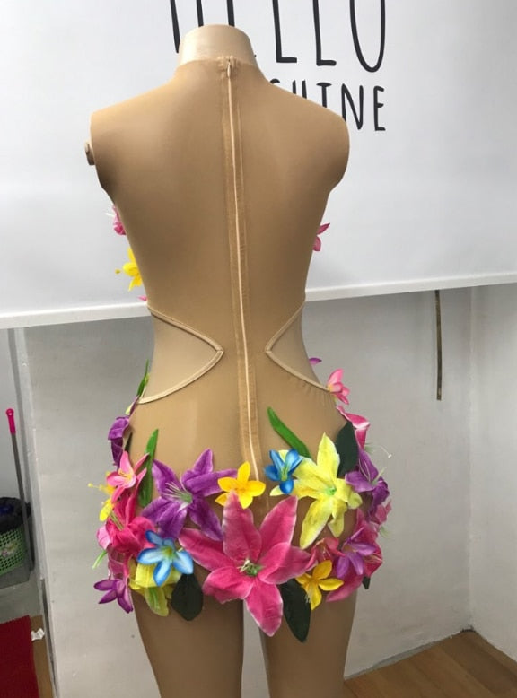 Flower Sexy Mesh Dress Fashion Closet Clothing