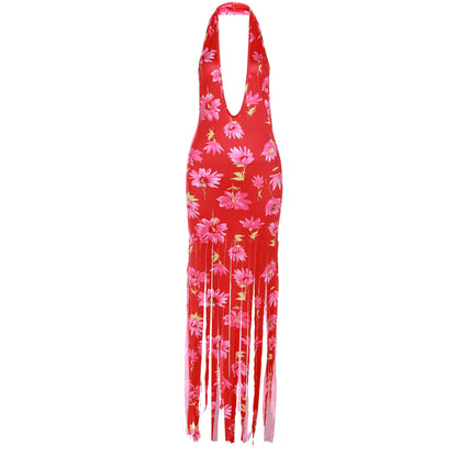 Flower Tassel Bodycon Dress Fashion Closet Clothing
