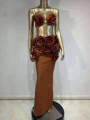 Flowers Bandage Skirt Set Fashion Closet Clothing