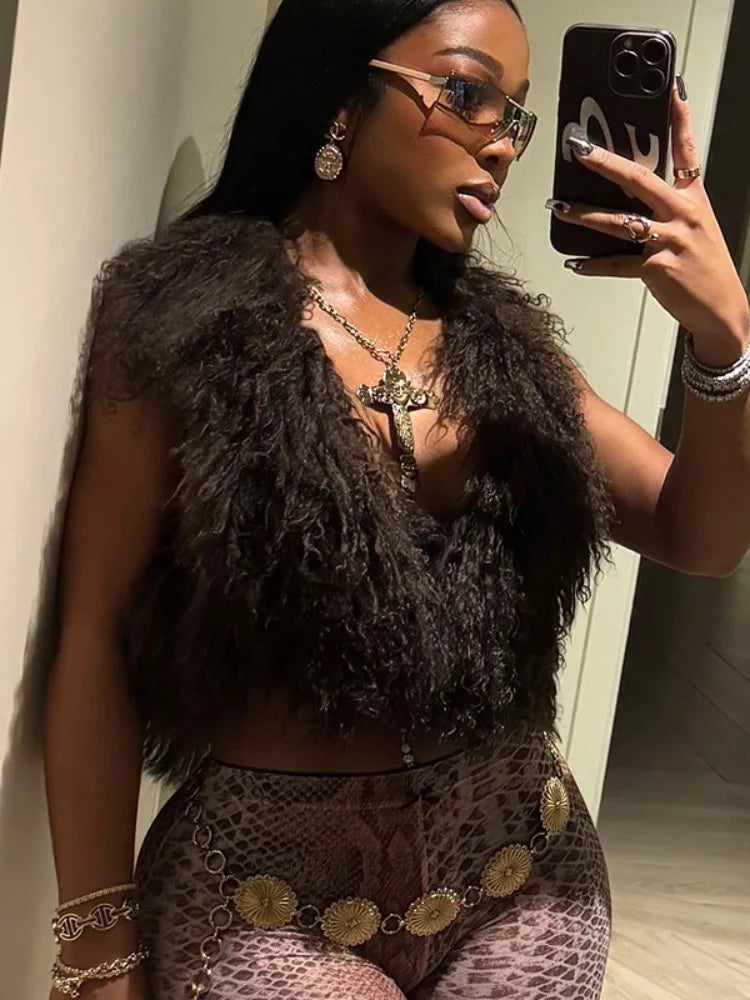 Fur Crop Vest Coat Fashion Closet Clothing