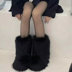 Furry Fur Boots Fashion Closet Clothing