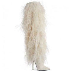 Furry Pointy Toe Boots Fashion Closet Clothing