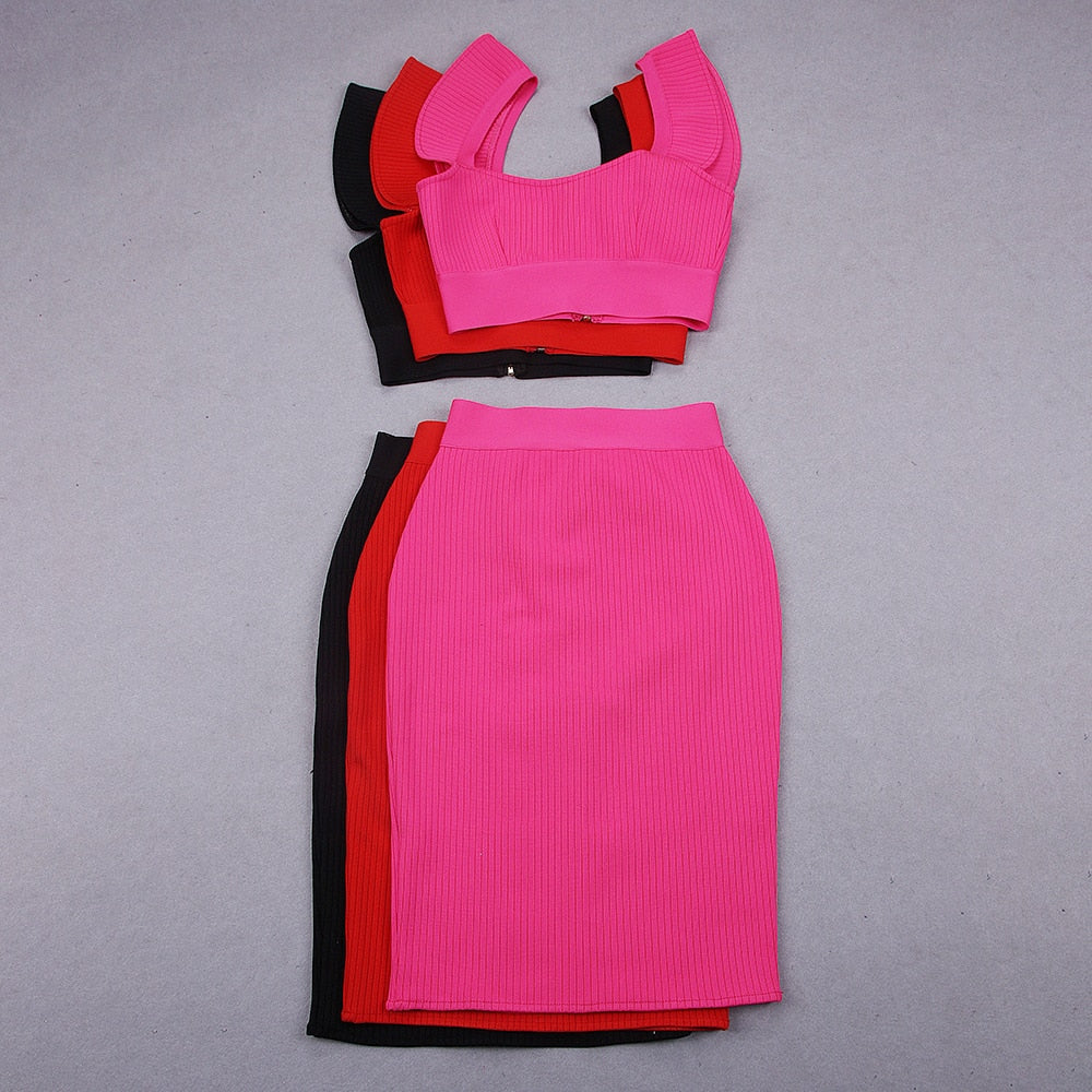 Geffri Bodycon Bandage Skirt Set Fashion Closet Clothing