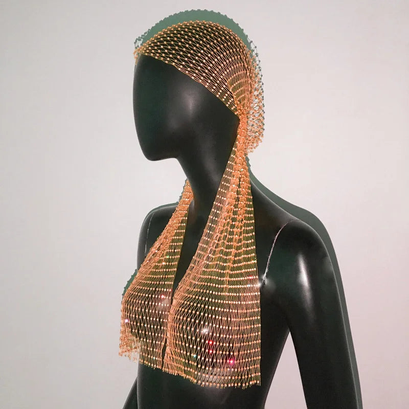 Glitter Rhinestone Headscarf Fashion Closet Clothing