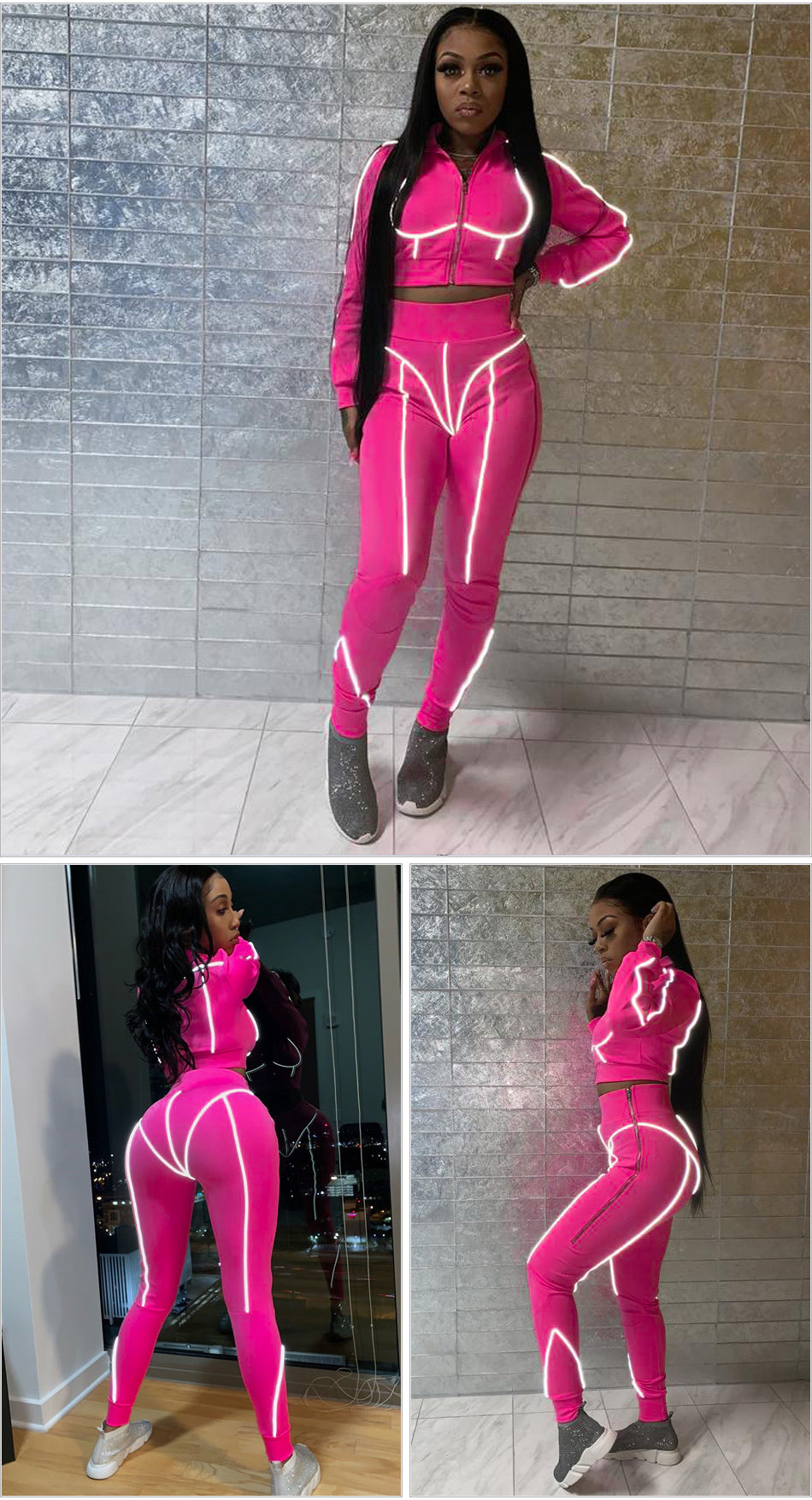 Glowing Tracksuit Pants Set Fashion Closet Clothing