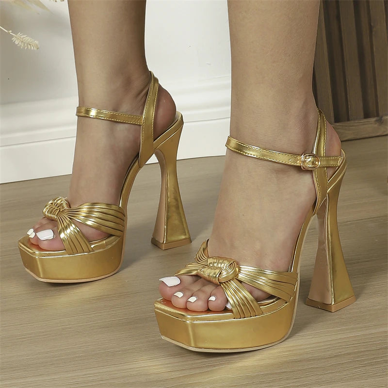 Gold Ultra Platform High Heels Fashion Closet Clothing