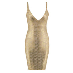 Golden Bronzing Bodycon Dress Fashion Closet Clothing